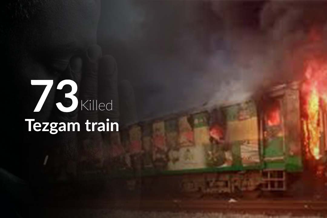 Tezgam Train caught fire killing at least 74 People in Pakistan