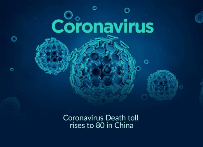 Coronavirus death toll rises to 80 in China with over 2700 cases