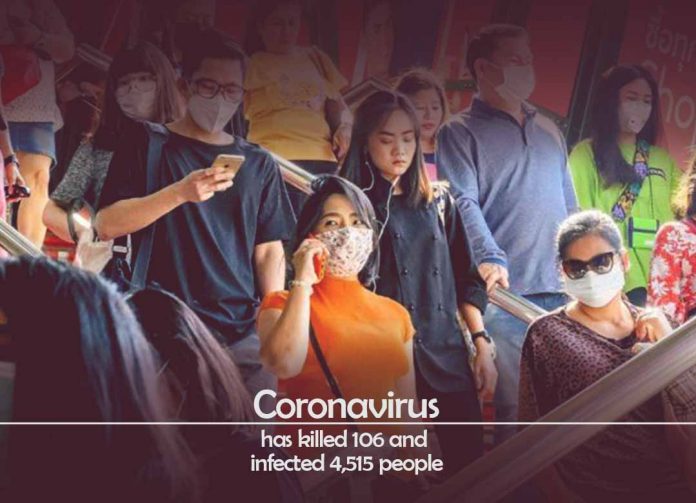 Coronavirus took a total of 106 lives and infected 4,515 People