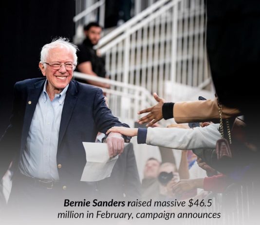 Vermont Senator raised up around $46.5 million in Feb for campaign