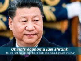 The economy of China Shrank badly for the first time in decades
