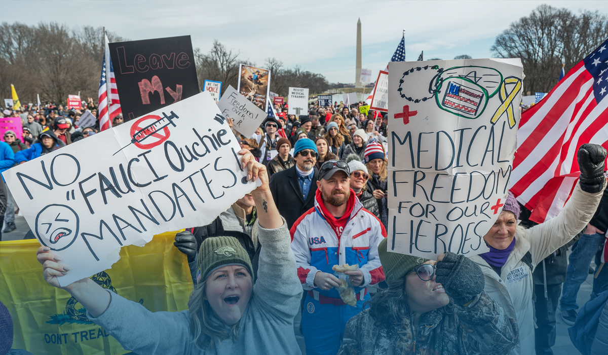 Anti-Mask, Vaccine Protests in Washington Opposing Biden’s Mask-Vaccine Mandates