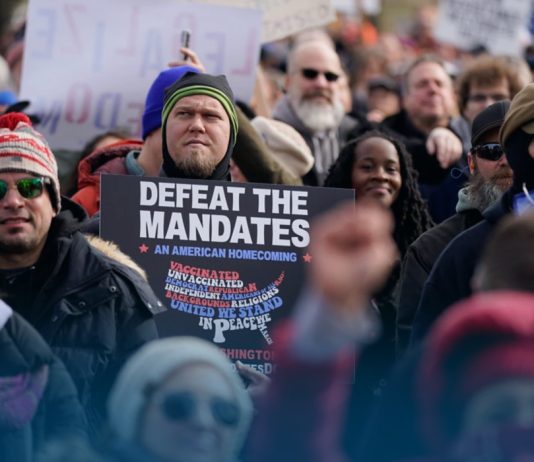 Anti-Mask, Vaccine Protests in Washington Opposing Biden’s Mask-Vaccine Mandates
