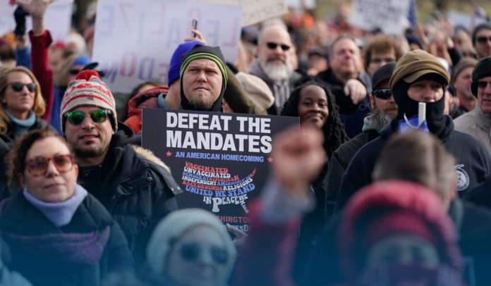 Anti-Mask, Vaccine Protests in Washington Opposing Biden’s Mask-Vaccine Mandates